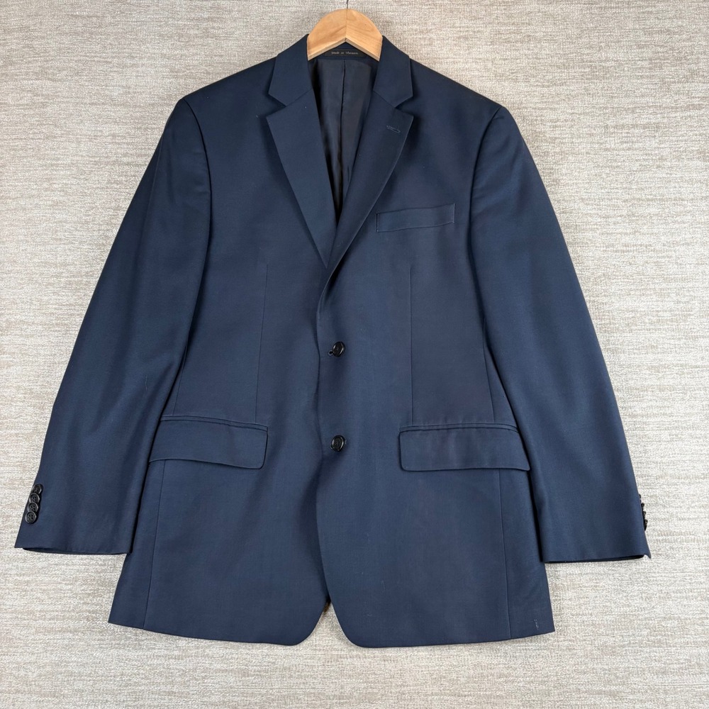 Michael Kors 38R Navy Blue Solid Two Button Blazer Jacket Sports Coat Mens 38R